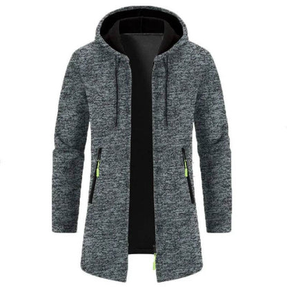 Men's Casual Long-Sleeved Hooded Cardigan Jacket - Solid Color Zipper Style - Buy Center US