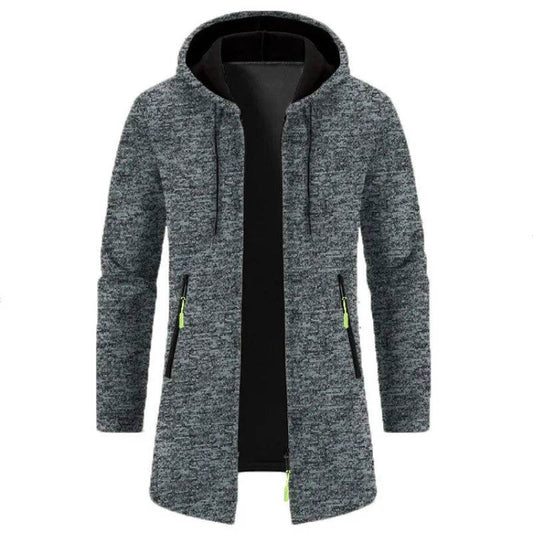 Men's Casual Long-Sleeved Hooded Cardigan Jacket - Solid Color Zipper Style - Buy Center US
