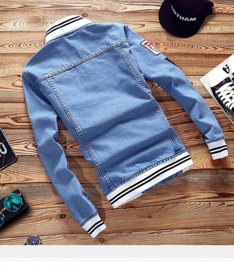 Men’s Slim Fit Denim Jacket - Casual Spring Streetwear with Zipper Closure - Buy Center US