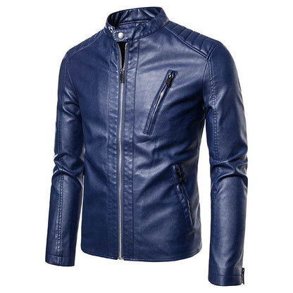TRAF Men's Spring & Autumn Leather Jacket - Slim Fit Casual Coat - Buy Center US