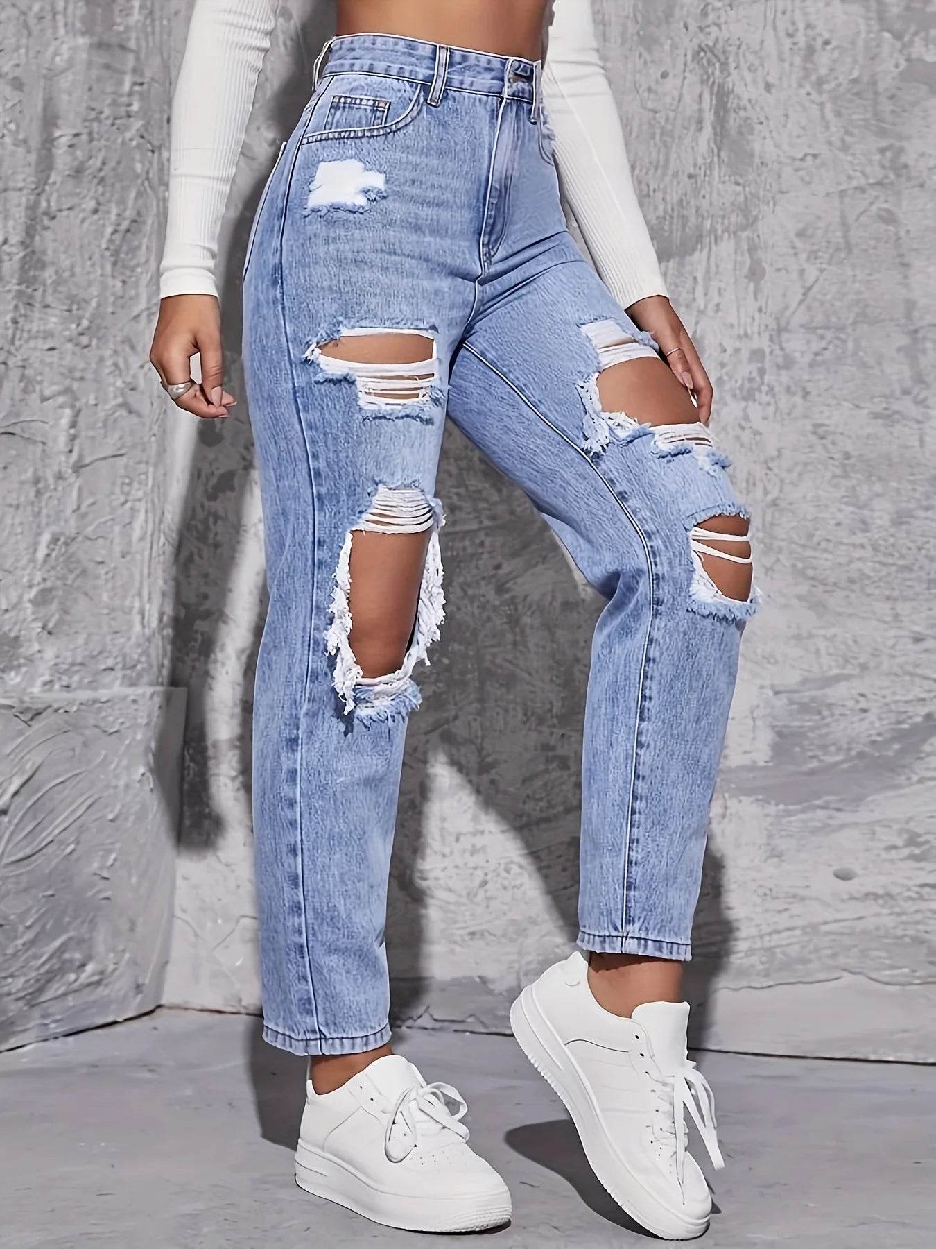 American Retro High Waist Jeans - Loose Fit, Wide-Legged Design - Buy Center US