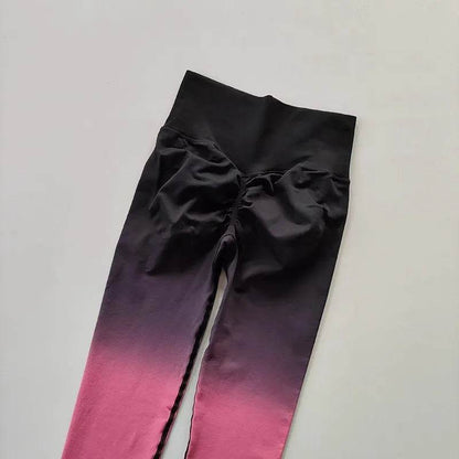 Women's High Waist Gradient Yoga Pants - Elastic Fit & Ankle-Length - Buy Center US