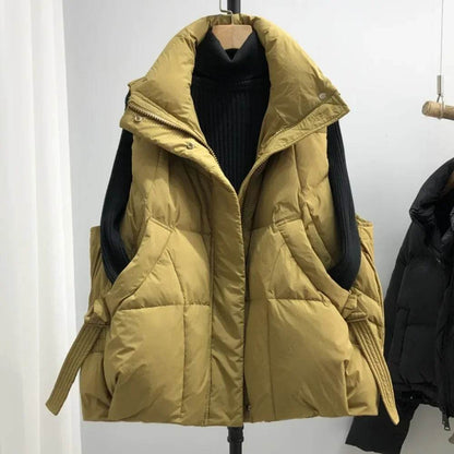 Women's Duck Down Vest - Thick Warm Sleeveless Parka for Winter Style - Buy Center US