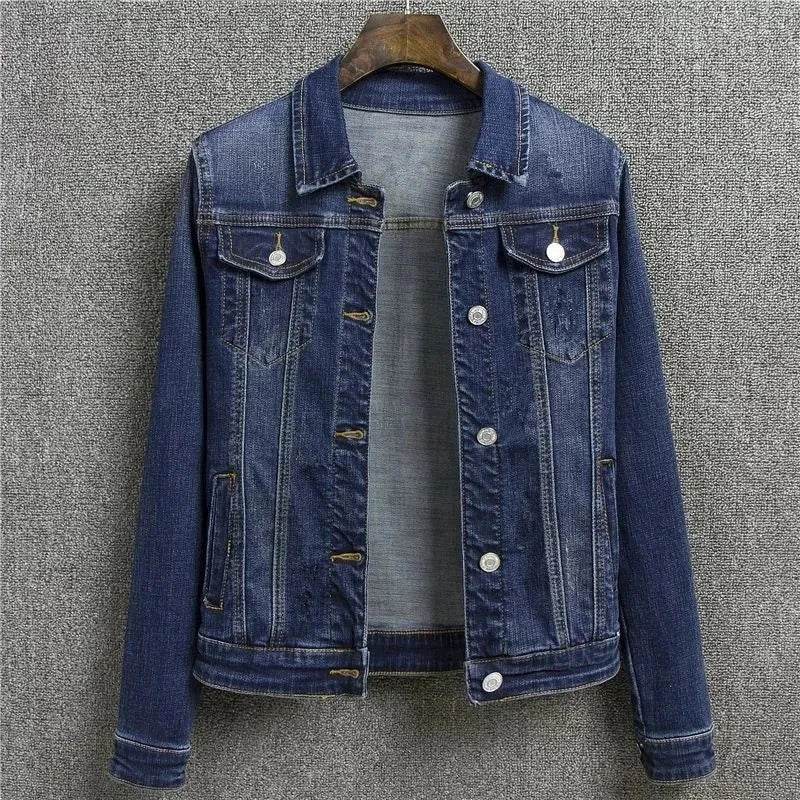 Women's Casual Denim Jacket - Long Sleeve, Single Breasted Design - Buy Center US