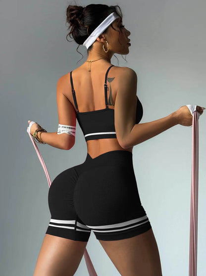 Women’s Outdoor Sports Set - V-Back Bra & Shorts for Gym Training - Buy Center US