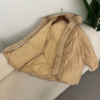 2024 Women's Goose Down Coat - Luxury Warm Fox Collar Jacket - Buy Center US