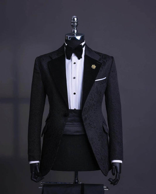 Luxury Jacquard Men's Suit - Slim Fit Blazer & Pants for Weddings - Buy Center US