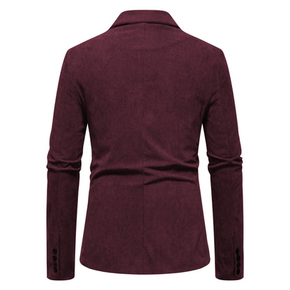 Stylish Men's Casual Solid Color Corduroy Suit Jacket - Perfect for Business - Buy Center US