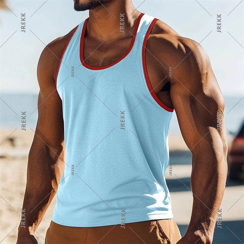 Casual Men's Solid Color Tank Top - Breathable Sleeveless Summer Tee - Buy Center US