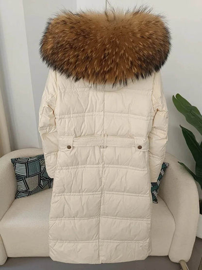 Women's Real Raccoon Fur Jacket - Thick Warm Duck Down Coat - Buy Center US