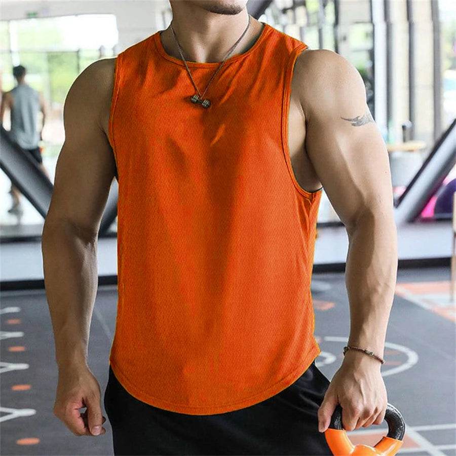 Men's Quick-Dry Tank Tops - Breathable Polyester Mesh for Fitness - Buy Center US