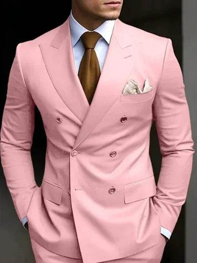 High Quality Brown Men's Suits - Double Breasted Slim Fit Blazer & Pants - Buy Center US