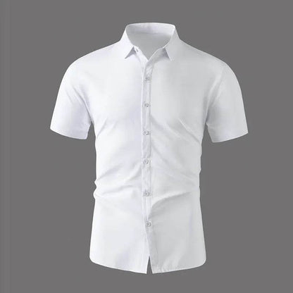 Men's Business Casual Short Sleeve Shirt - Solid Color, No Iron, Summer Ready - Buy Center US