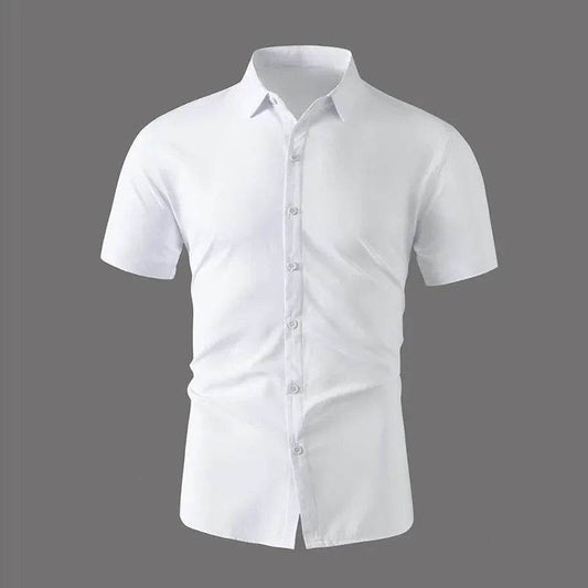 Men's Business Casual Short Sleeve Shirt - Solid Color, No Iron, Summer Ready - Buy Center US