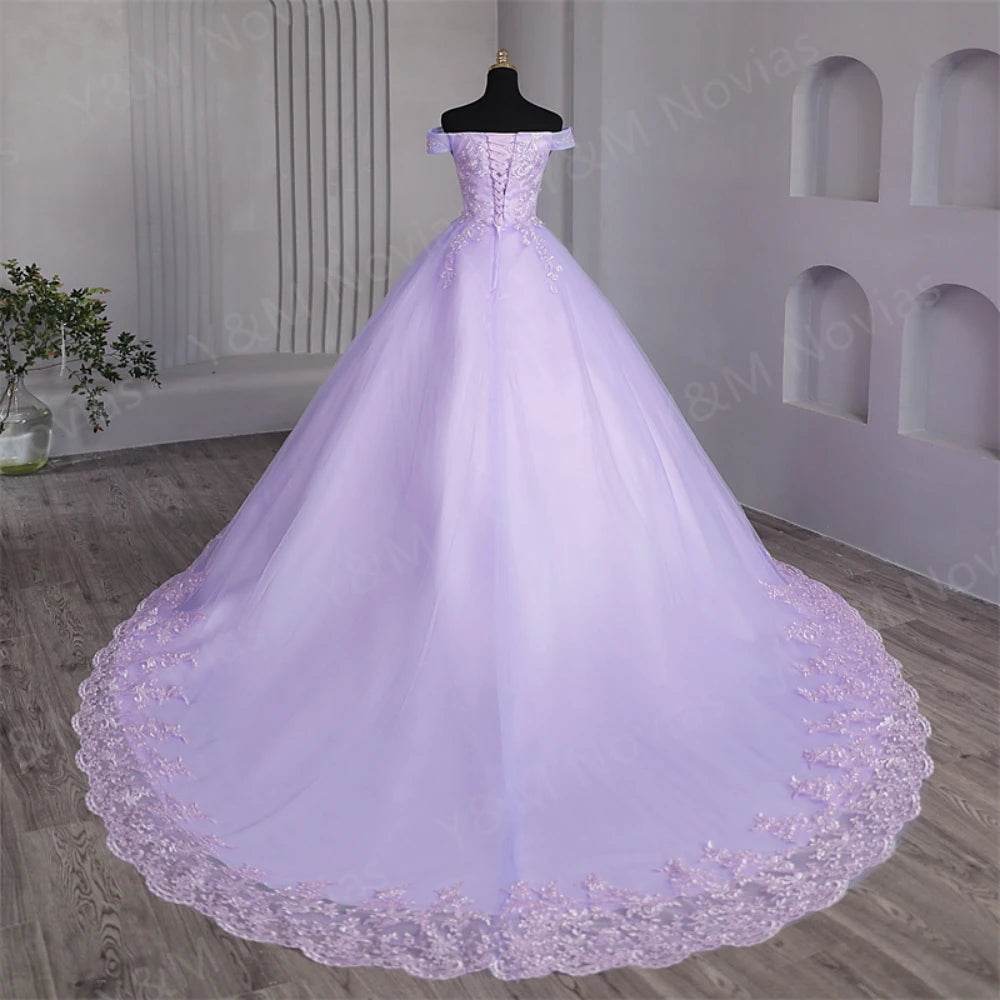Y&M Customized Pink Sweet 16 Quinceanera Dress - Off Shoulder Ball Gown - Buy Center US