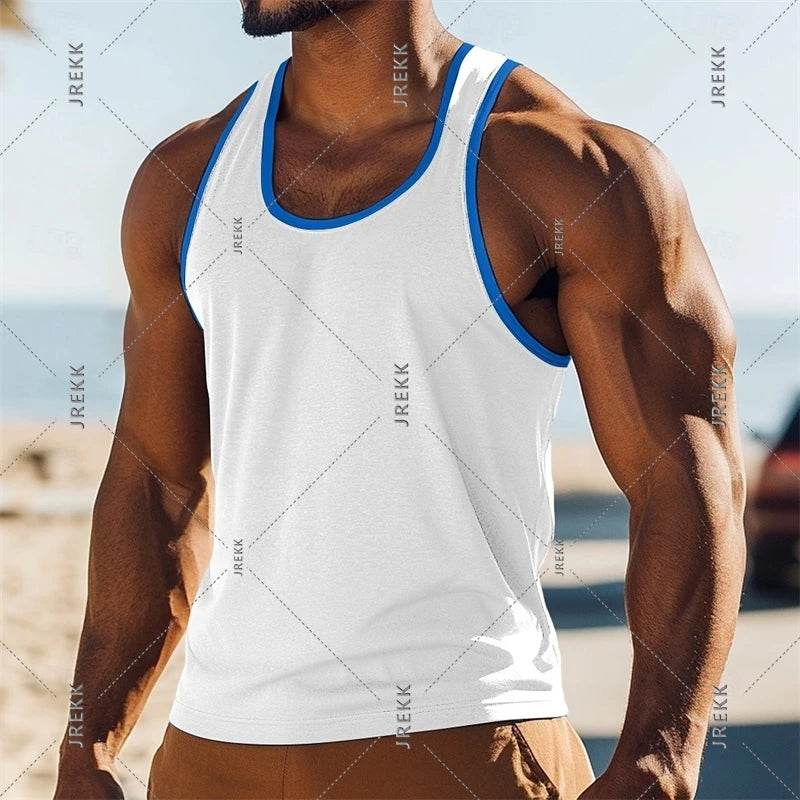 Casual Men's Solid Color Tank Top - Breathable Sleeveless Summer Tee - Buy Center US