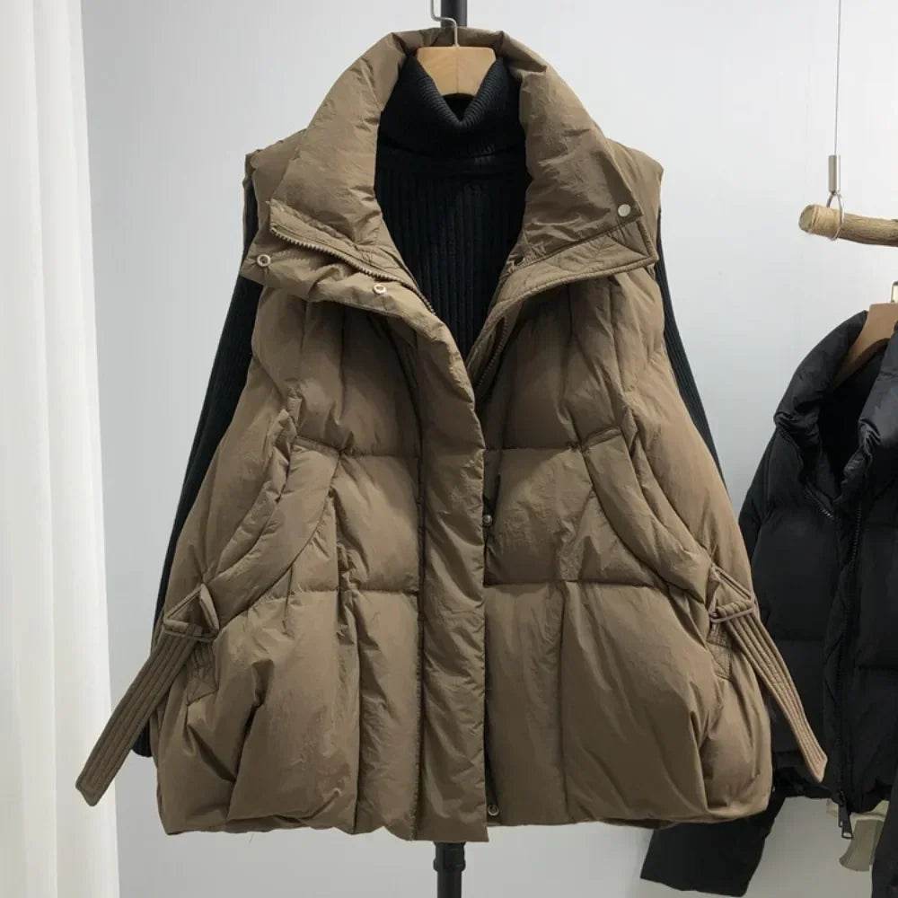 Women's Duck Down Vest - Thick Warm Sleeveless Parka for Winter Style - Buy Center US