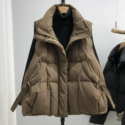 Women's Duck Down Vest - Thick Warm Sleeveless Parka for Winter Style - Buy Center US