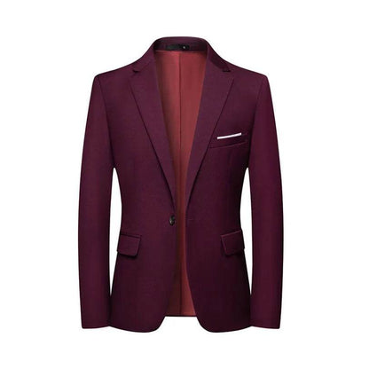 Men's Slim Fit Business Suit - Korean Style Single Breasted Blazer - Buy Center US