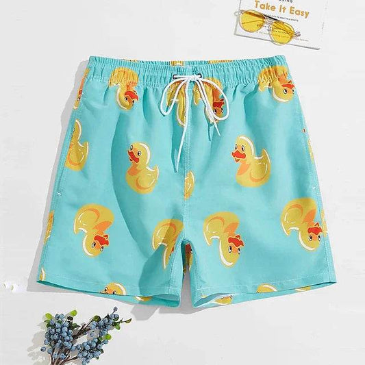 Men's Summer Board Shorts - Breathable Flamingo Print Beach Trunks - Buy Center US