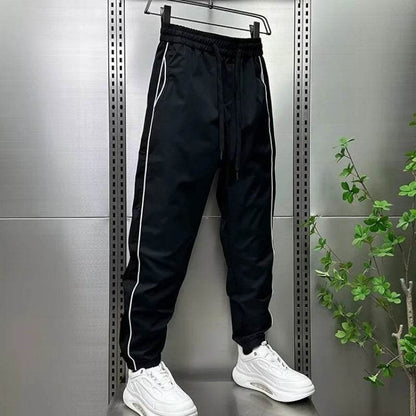 Korean Style Ice Silk Joggers for Men - Casual Ankle-Length Harem Pants - Buy Center US