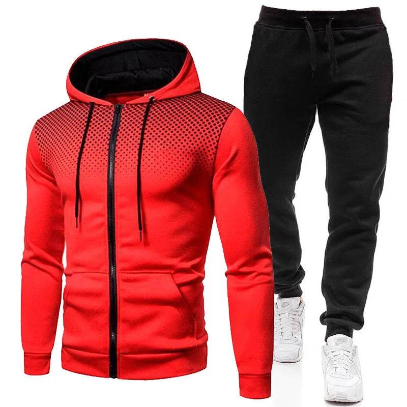Stylish Zipper Hooded Tracksuit for Men - Casual Fitness Jogging Set - Buy Center US