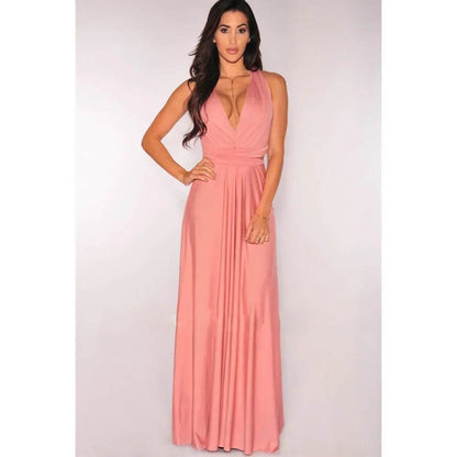 Bohemian V-Neck Maxi Dress - Sexy Sleeveless Summer Gown for Women - Buy Center US