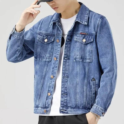 Hip-Hop Men's Denim Jacket - Casual Cotton Slim Fit Cowboy Style Coat - Buy Center US