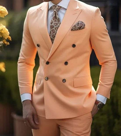 High Quality Brown Men's Suits - Double Breasted Slim Fit Blazer & Pants - Buy Center US