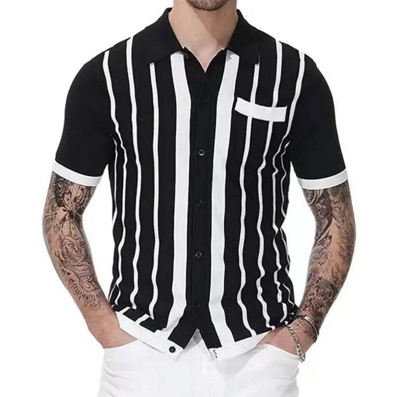 XFT Vintage Men’s Stripe Polo Shirt - Casual Summer Short Sleeve Fashion - Buy Center US