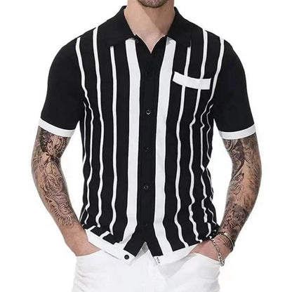 XFT Vintage Men’s Stripe Polo Shirt - Casual Summer Short Sleeve Fashion - Buy Center US