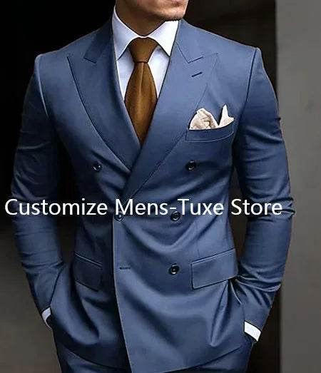 High Quality Brown Men's Suits - Double Breasted Slim Fit Blazer & Pants - Buy Center US