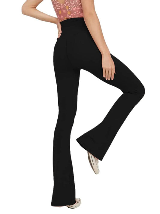 Women's High Waist Flared Yoga Pants - Tummy Control, Ankle Length - Buy Center US