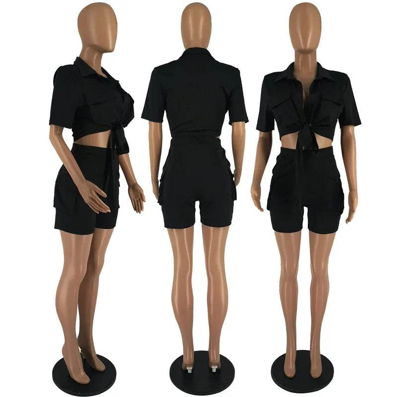 Doyerl Women’s Two Piece Set - Short Sleeve Top & Shorts Outfit - Buy Center US