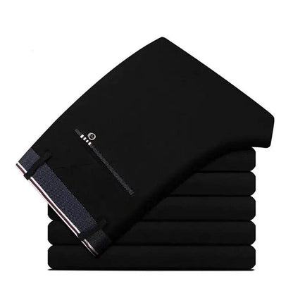 Men's Elastic Straight Pants - Casual Business Trousers in Solid Colors - Buy Center US