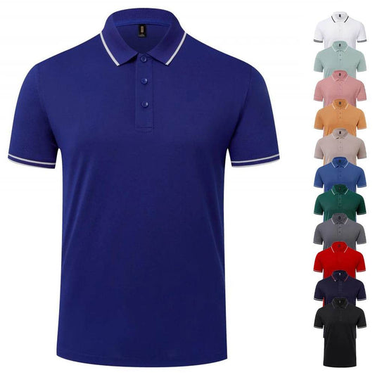 Classic Striped Polo T-Shirt for Men - Short Sleeve, Casual & Breathable - Buy Center US