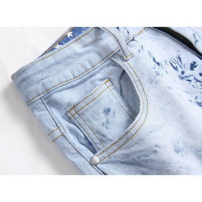 Men's Fashion Ripped Skinny Jeans - Low Waist, Embroidered Style - Buy Center US