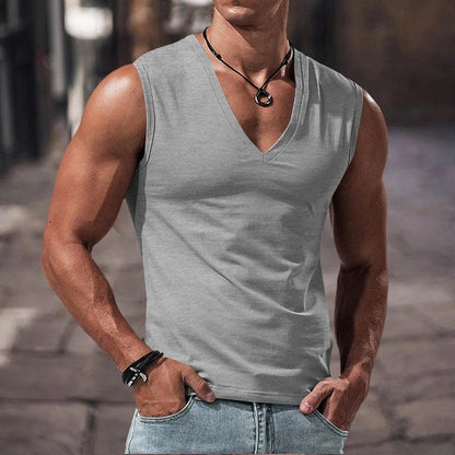 Men's Summer V-Neck Casual Tank Top - Breathable Sports Vest - Buy Center US