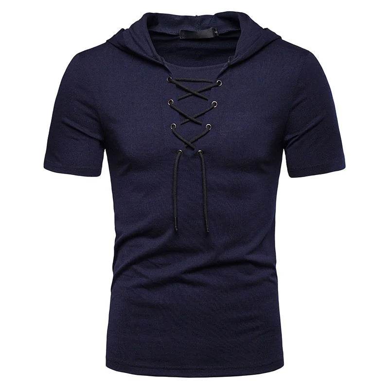 Men's Hooded Casual T-Shirt - Lightweight, Breathable, Drawstring Design - Buy Center US