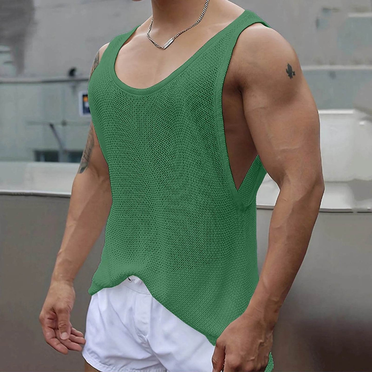 Men's Sleeveless Knitted Fitness Tank Top - Quick-Drying Summer Style - Buy Center US