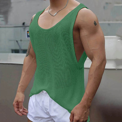 Men's Sleeveless Knitted Fitness Tank Top - Quick-Drying Summer Style - Buy Center US