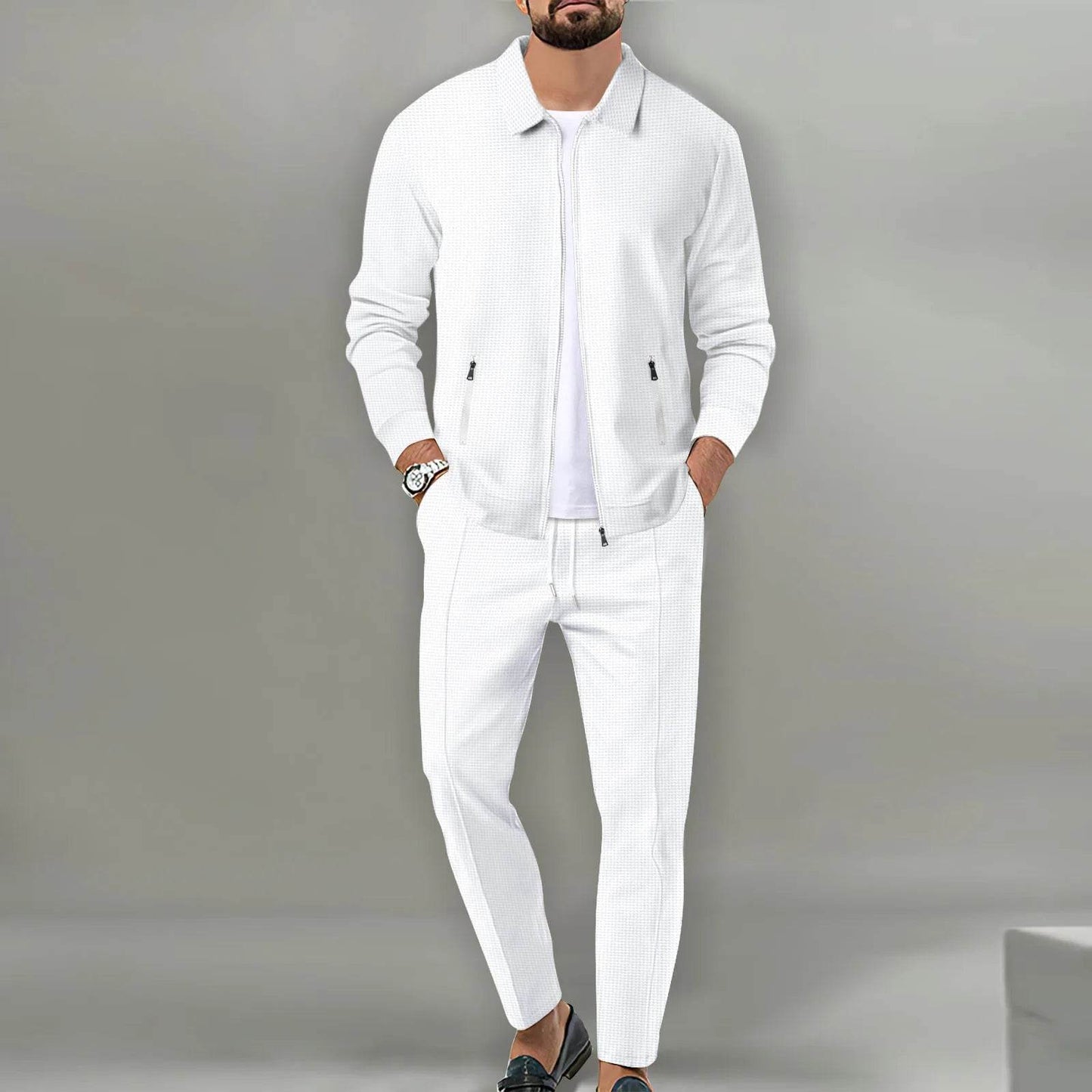 Boilen Heng Xin Men's Casual Blazer Set - Waffle Baseball Suit - Buy Center US