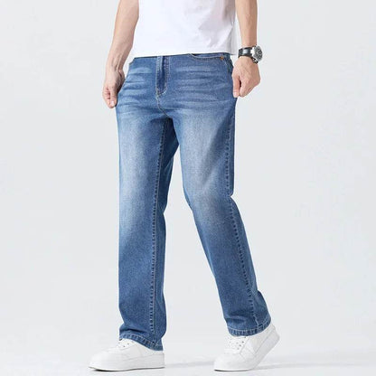 Lightweight Men's Casual Jeans - Breathable Solid Color Straight Fit - Buy Center US