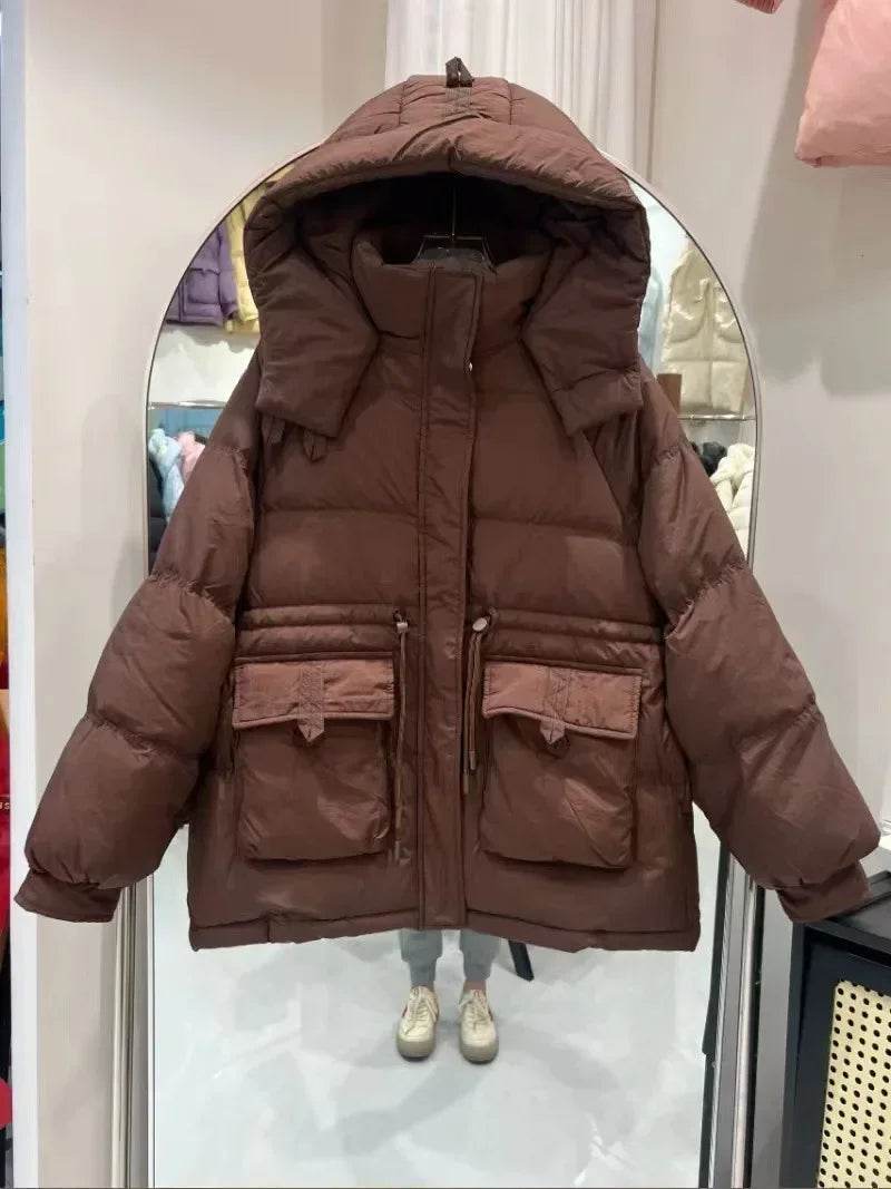 Women's Puffer Jacket - Warm Korean Style, White Duck Down Coat - Buy Center US