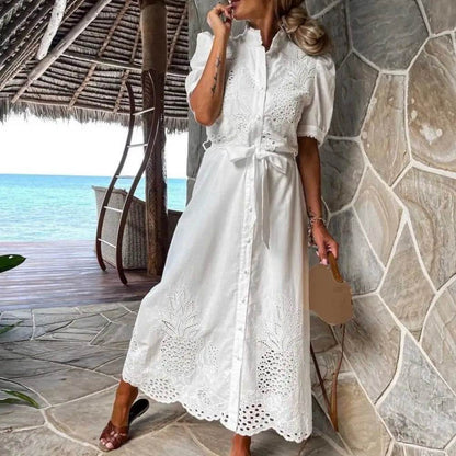 SANWOOD Women’s Summer Maxi Dress - Elegant Puff Sleeve, A-Line Style - Buy Center US