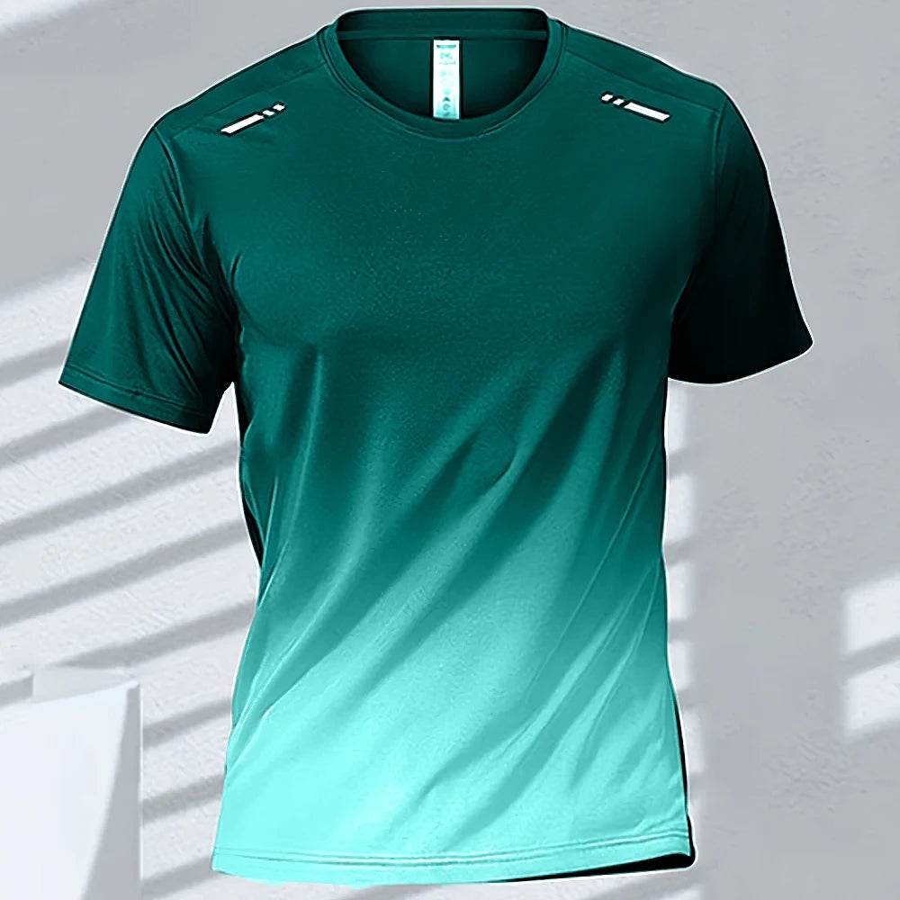 Men's Quick-Dry Gradient Sports T-shirt - Lightweight Short Sleeve Tee - Buy Center US