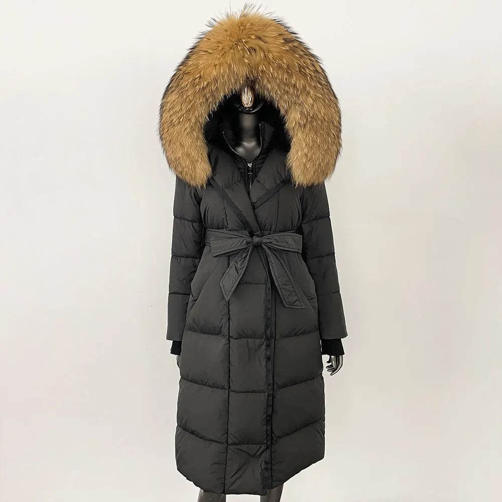 Elegant Hooded Women’s Winter Jacket - 90% Duck Down, Warm & Stylish - Buy Center US