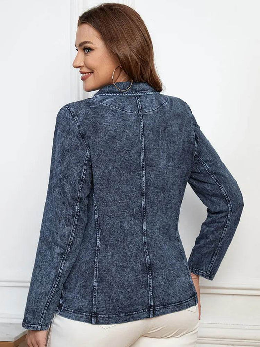 LIH HUA Women's Plus Size Denim Jacket - Loose Fit, Button Detail - Buy Center US