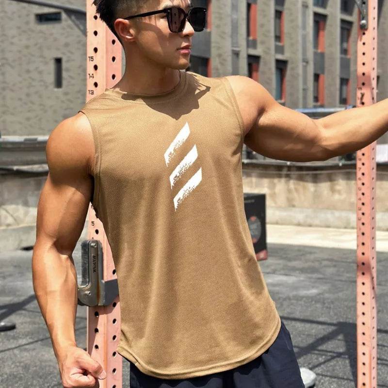 FITNESSTELE Men's Quick-Dry Sports Tank Top - Sleeveless Round Neck Vest - Buy Center US