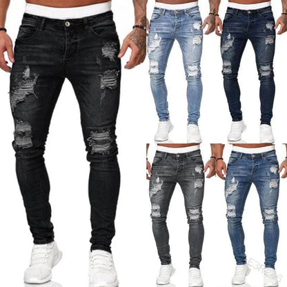 Men's Stretch Skinny Jeans - Grey Blue Black Hip Hop Denim Trousers - Buy Center US